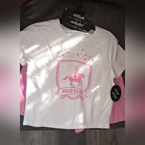 Cowgirl Pajama Set Pink Cowboys Horses Cotton Blend ATTITUDE NOT INCLUDED LRG